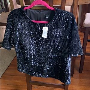 NWT - Ann Taylor Short Sleeve Sequin Blouse